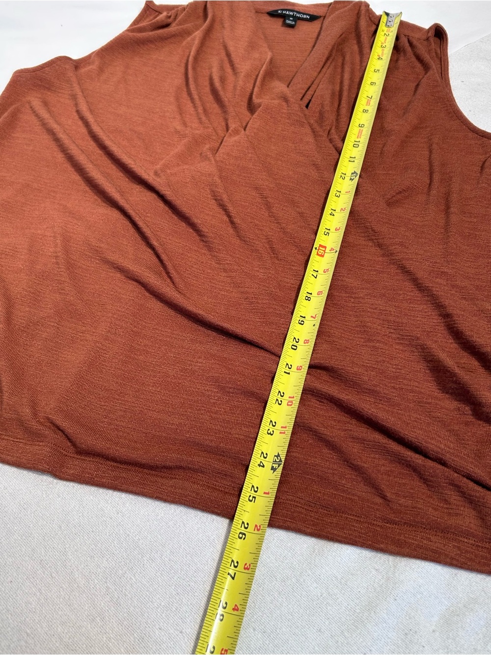 Terracotta Faux Wrap Sleeveless Top Plus Size 2X Office Casual Layering Fall - Picture 8 of 9